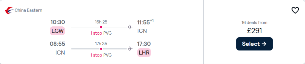 cheap flights to Korea