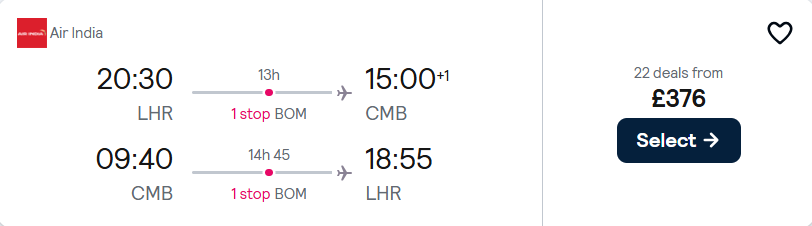 cheap flights to Sri Lanka
